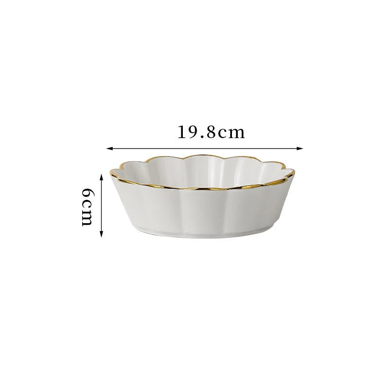 Gold Stroke Ceramic Plate Set - Creative Hammer Decorative Dinner Plates & Steak Dishes