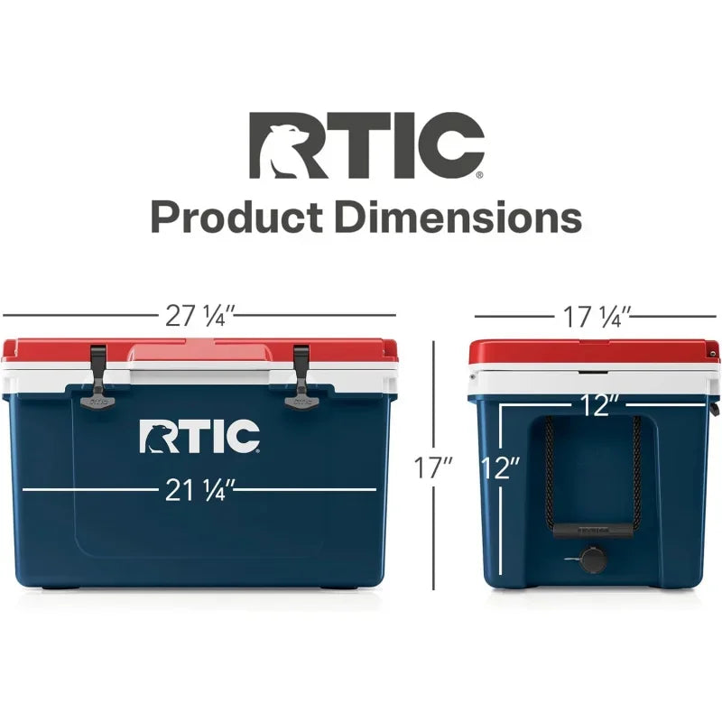 RTIC Ultra-Light 52 Quart Hard Cooler Insulated Portable Ice Chest Box for Beach, Drink, Beverage, Camping, Picnic, Fishing, Boa