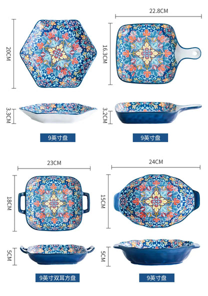 Baroque Ceramic Bowl Set - Creative Rice Soup Noodle Bowl with Handle