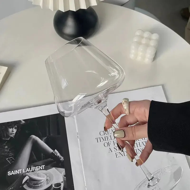 كأس نبيذ كريستالي بورجوندي سعة 720 مل، تصميم عصري فاخر مزخرف، آمن للاستخدام في غسالة الأطباق، هدية أنيقة للاستخدام المنزلي لتذوق النبيذ