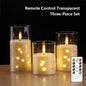 Flameless LED Candles with Embedded Star String Battery Operated Flickering Pillar Candle Light with Remote and Timer Home Decor