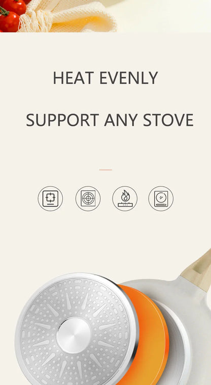 20cm Ceramic Wok Frying Pan - Non-Stick Induction Pan for Steak & Cooking