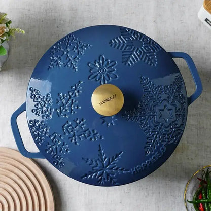 28cm Enameled Cast Iron Dutch Oven 6Qt Cast Iron Casserole Dish with Lid for Bread Baking And Stew Kitchen Cookware Braised Pot