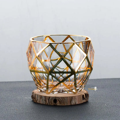 Whiskey Glass Tumblers Set Gold Line Wine Whisky Glasses Golden Painted Crystal Barware Multi-function Beer Cocktail Gift Box