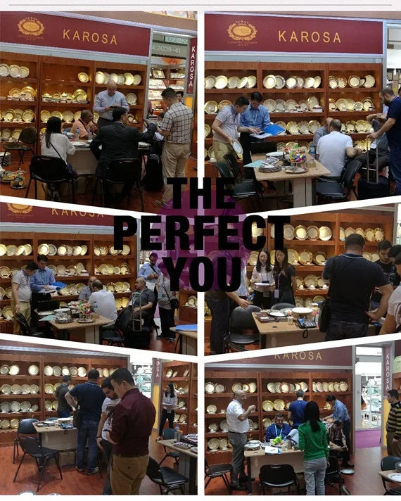 24pcs Germany 24K handmade gold top quality embossed gold decoration dinner dish plate set  bowl sets with gift packing