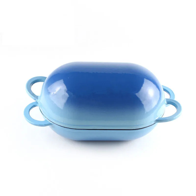 Enameled Cast Iron Dutch Oven - 9" Oval Loaf Pan for Sourdough Bread Baking