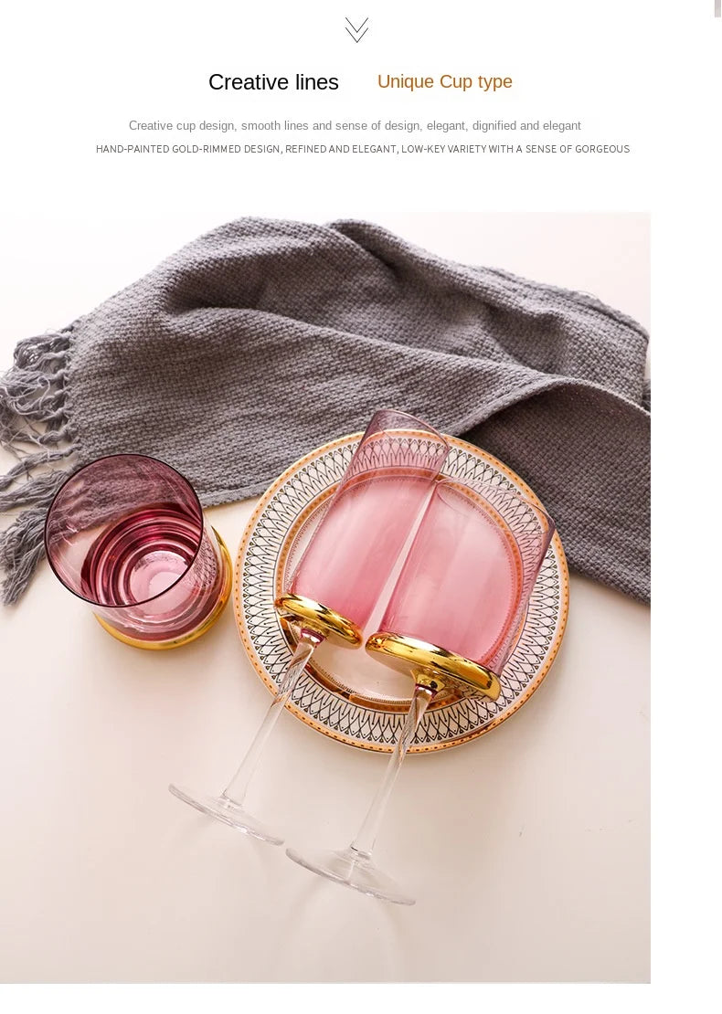 Nordic Gold Red Wine Glass Crystal Glass Champagne Glass Home Juice Glass Goblet Wine Glass Model Room Bar Barware