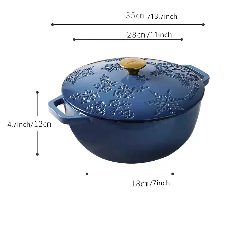 28cm Enameled Cast Iron Dutch Oven 6Qt Cast Iron Casserole Dish with Lid for Bread Baking And Stew Kitchen Cookware Braised Pot