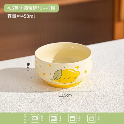Japanese Style Cute Ceramic Bowl Cartoon Fruit Household Tableware Dessert&Cereal Noodles Rice Bowls Dining Decor Tableware