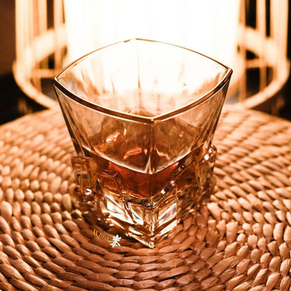 Whiskey Glass Tumblers Set Gold Line Wine Whisky Glasses Golden Painted Crystal Barware Multi-function Beer Cocktail Gift Box