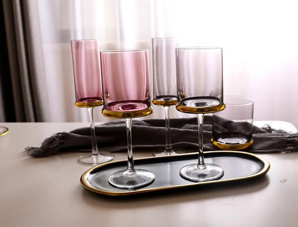 Nordic Gold Red Wine Glass Crystal Glass Champagne Glass Home Juice Glass Goblet Wine Glass Model Room Bar Barware