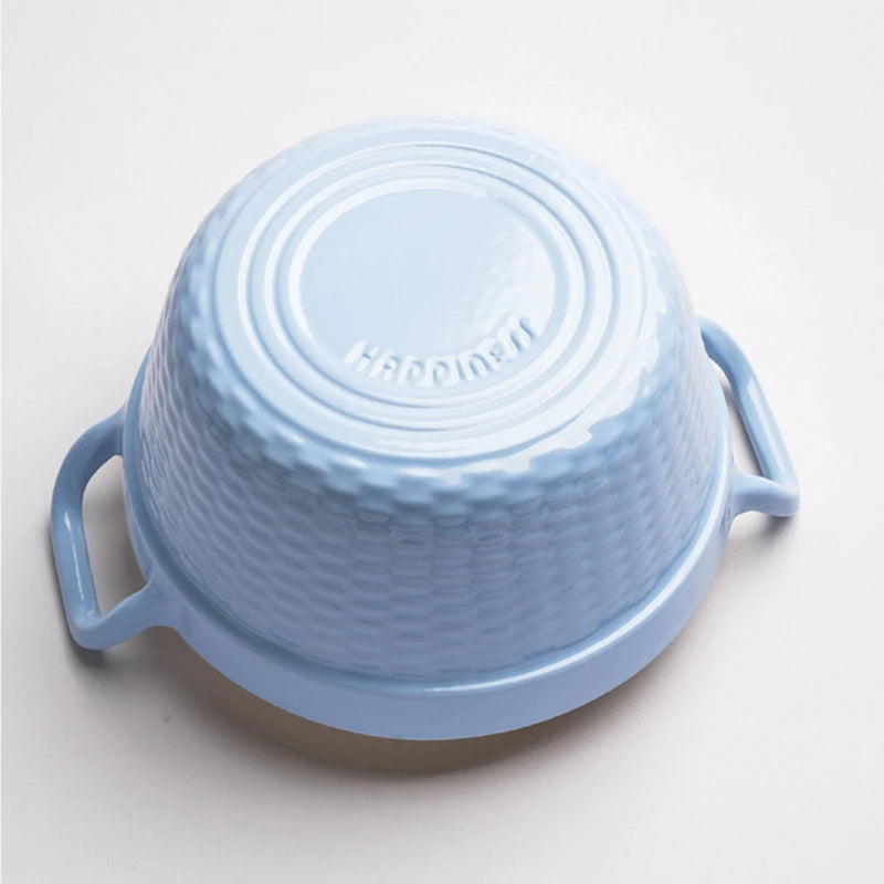 22cm Enameled Mini Cast Iron Dutch Oven For Cooking Stew Meat and Bread Baking Heavy type 2 L Cast Iron Casserole Dish Soup Pot