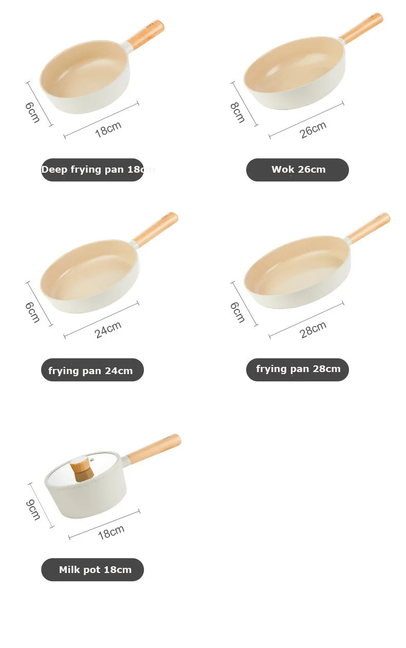 Korean Ceramic Non-Stick Wok - Milk Pot Frying Pan for Induction & Gas Stove