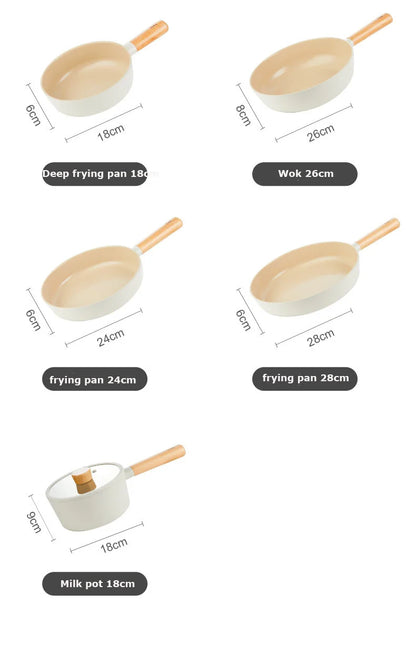 Korean Ceramic Non-Stick Wok - Milk Pot Frying Pan for Induction & Gas Stove