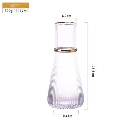 Gold Creative Vertical Gold Waist Line Goblet Champagne Glass Cocktail Glass Vertical Water Bottle Set Party Wedding Barware