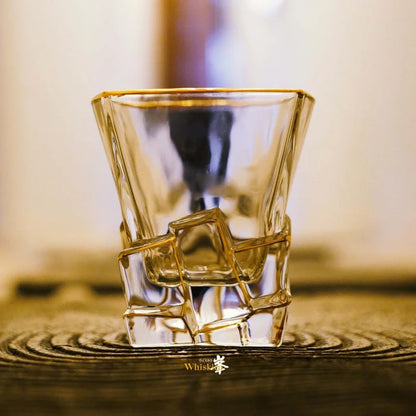 Whiskey Glass Tumblers Set Gold Line Wine Whisky Glasses Golden Painted Crystal Barware Multi-function Beer Cocktail Gift Box