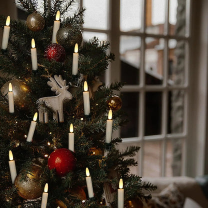 Pack of 10 LED Christmas Tree clip Candles Remote controlled w/Timer Battery Operated Flickering 3D wick Taper Candle Lighting