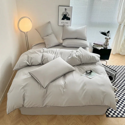 Black Color Bedding Set For Adults Simple Style Double Bed Sheet Sets Single/Queen/king Bed Cover Full Set Plain Bedding 이불세트