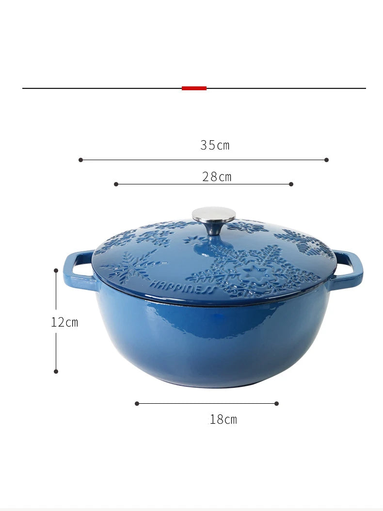 28cm Enameled Cast Iron Dutch Oven 6Qt Cast Iron Casserole Dish with Lid for Bread Baking And Stew Kitchen Cookware Braised Pot