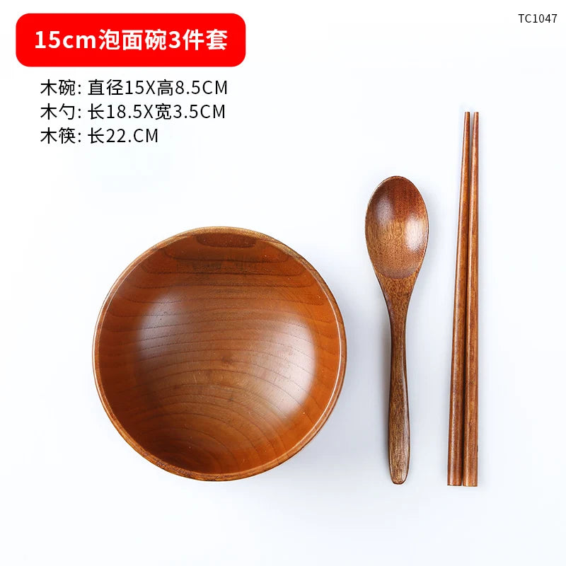 Japanese Wooden Tableware Set Bowl Chopsticks Spoon Tray Solid Wood Children's Tableware Set Tableware Kitchen Accessories