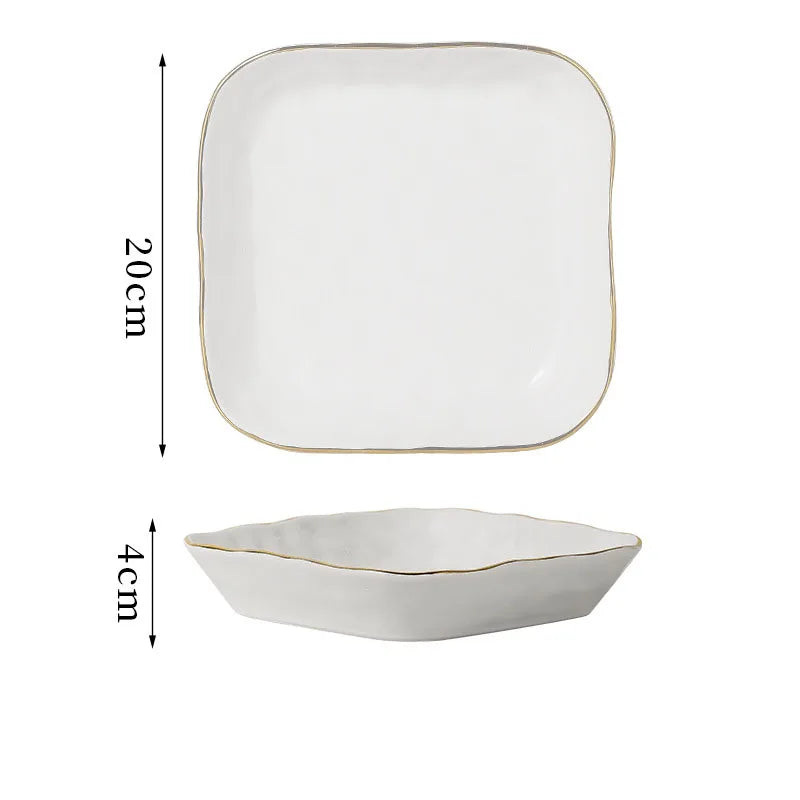 Gold Stroke Ceramic Plate Set - Creative Hammer Decorative Dinner Plates & Steak Dishes