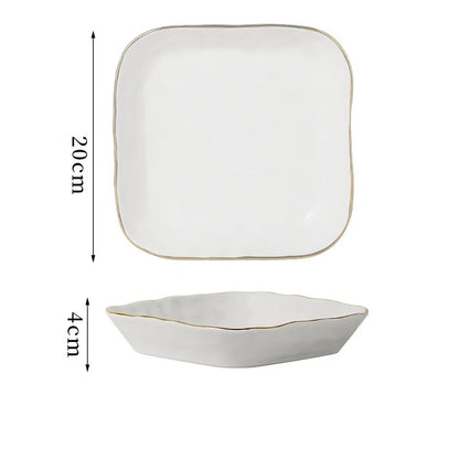 Gold Stroke Ceramic Plate Set - Creative Hammer Decorative Dinner Plates & Steak Dishes