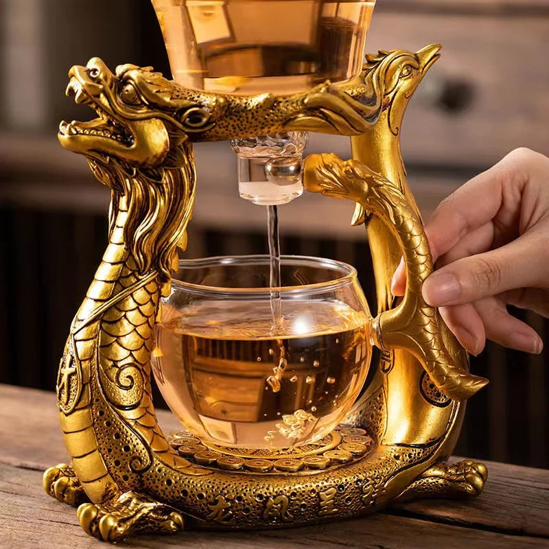 BOZZH Creative Dragon Glass Teapot Magnetic Diversion Rotating Cover Bowl Water Tea Cup Pu'er Oolong Drinkware Dropshipping Tea