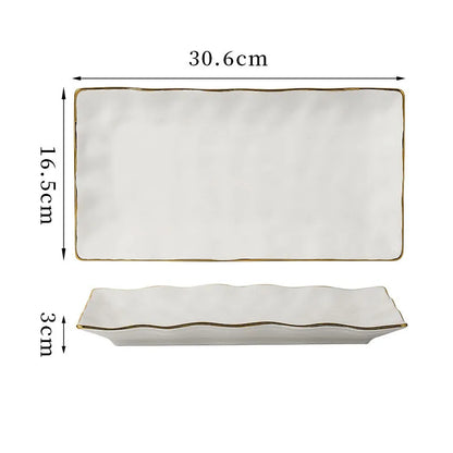 Gold Stroke Ceramic Plate Set - Creative Hammer Decorative Dinner Plates & Steak Dishes