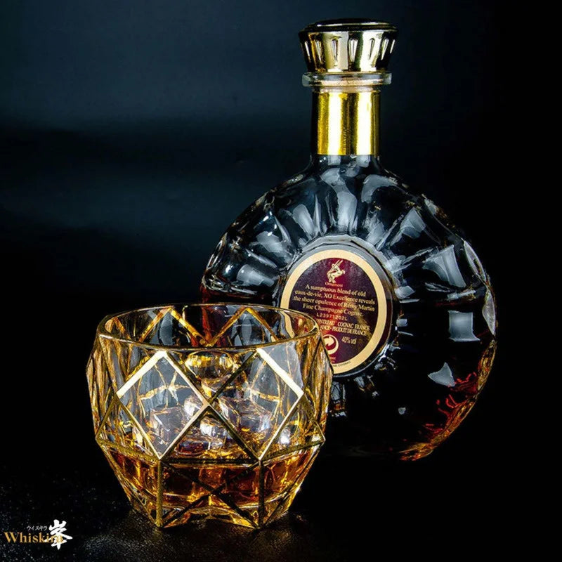 Whiskey Glass Tumblers Set Gold Line Wine Whisky Glasses Golden Painted Crystal Barware Multi-function Beer Cocktail Gift Box