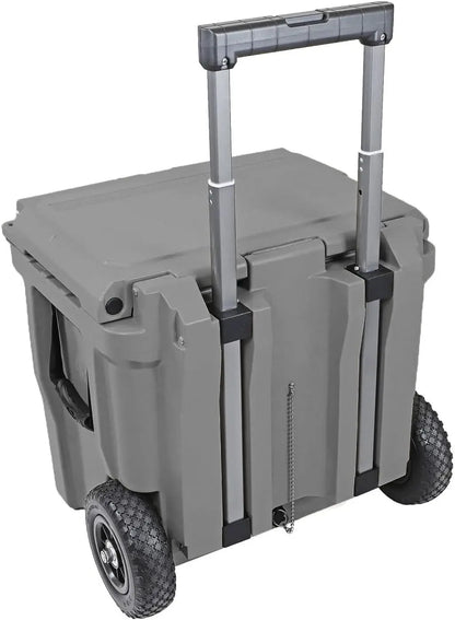 45 Quart Towable Ice Chest Cooler with Wheels - Pro Tough Roto Molded Outdoor Camping Cooler