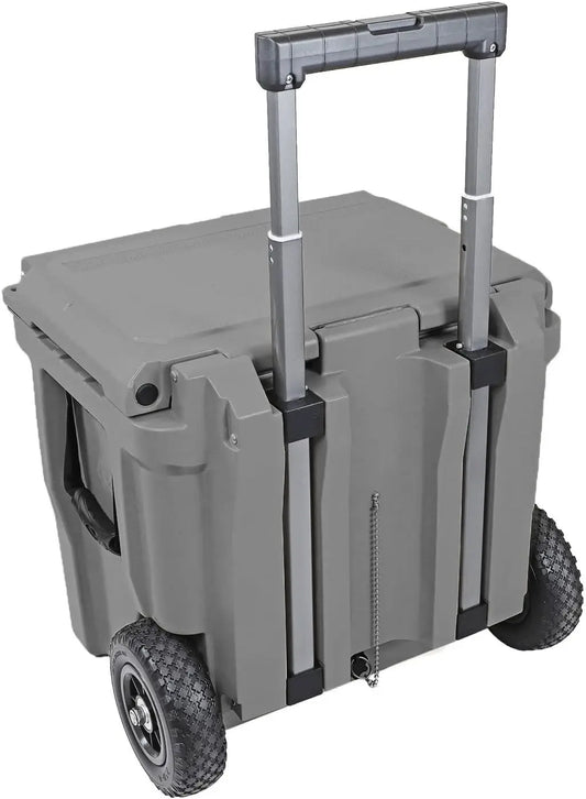 45 Quart Towable Ice Chest Cooler with Wheels - Pro Tough Roto Molded Outdoor Camping Cooler