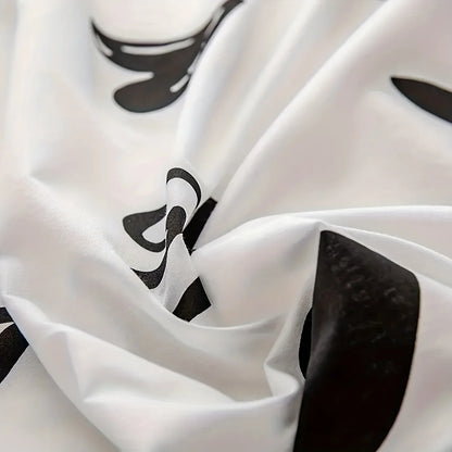 3 pieces of black heart-shaped bed cover three-piece set, machine washable 100% polyester fiber