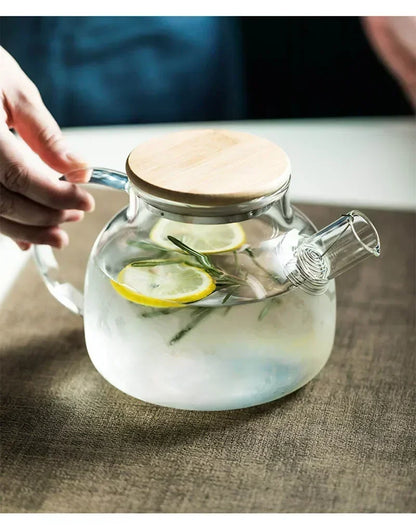 1.8L Transparent Borosilicate Glass Teapot Heat-Resistant Large Clear Tea Pot  Flower Tea Set Puer Kettle Cup Office Home Tool