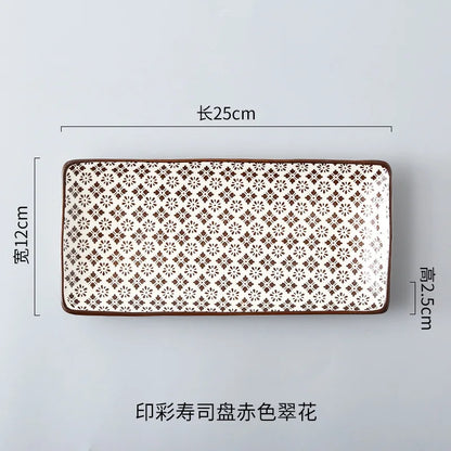 Crockery Party Dinner Dishes Tableware Set Japanese Sushi Plate Creative Underglaze Rectangular Dish Household Cold Plates 1 PC