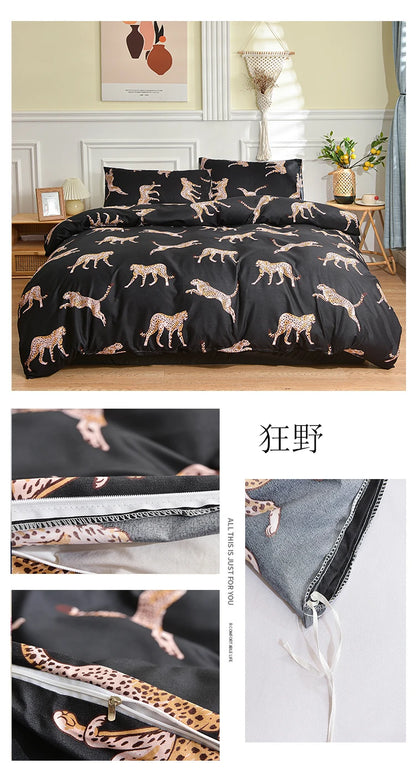 Black and White Bedding Set for Double Bed sabanas cama matrimonial Queen/King Comforter Sets Single Duvet Cover with Pillowcase