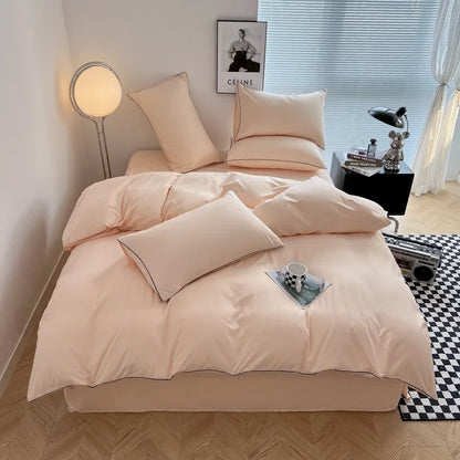 Black Color Bedding Set For Adults Simple Style Double Bed Sheet Sets Single/Queen/king Bed Cover Full Set Plain Bedding 이불세트