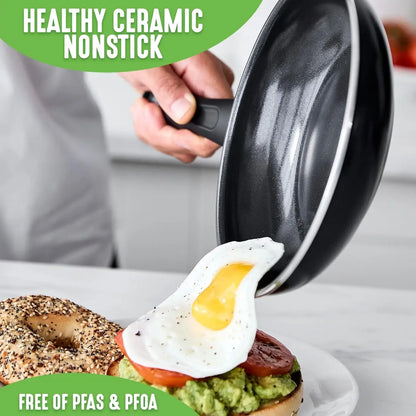 Piece Kitchen Cookware Pots and Frying Sauce Saute Pans Set with Kitchen Utensils, PFAS-Free, Dishwasher Safe, Turquoise