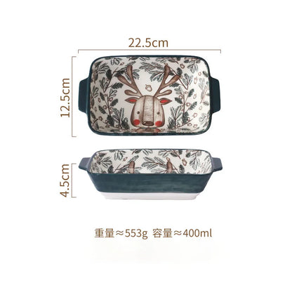 YWDL Ceramic Baking Dish Roasting Lasagna Pan Rectangular Dish Bakeware Pan With Handle Oven Kitchen Baking Tool baking tray