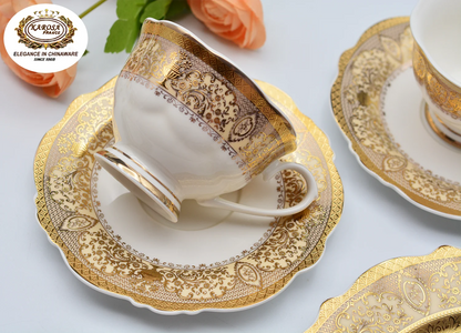 شكل عصري جديد لمجموعة عشاء من الخزف العظمي مزخرفة بالذهب من الطراز الألماني