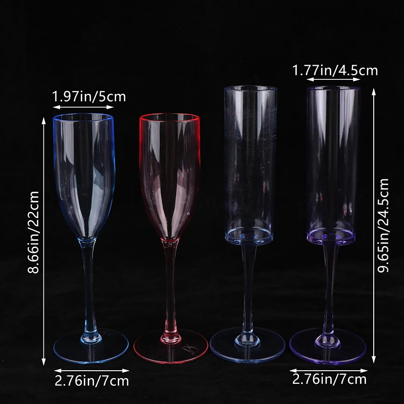 5Pcs 5oz/5.5oz Acrylic Champagne Goblet Glasses Cup Transparent Cocktail Glass Cups Anti-fall Goblet For Bar Pub Club Drinkware