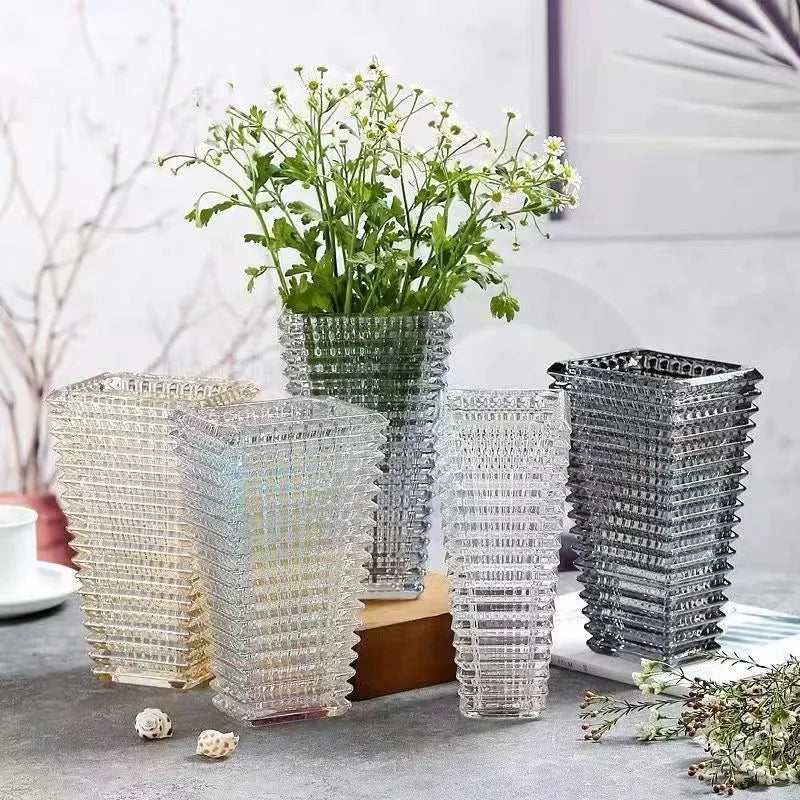 Light and Luxurious Crystal Glass Vases Transparent Decorative Decorations Flower Arrangement Water Culture and Flowers