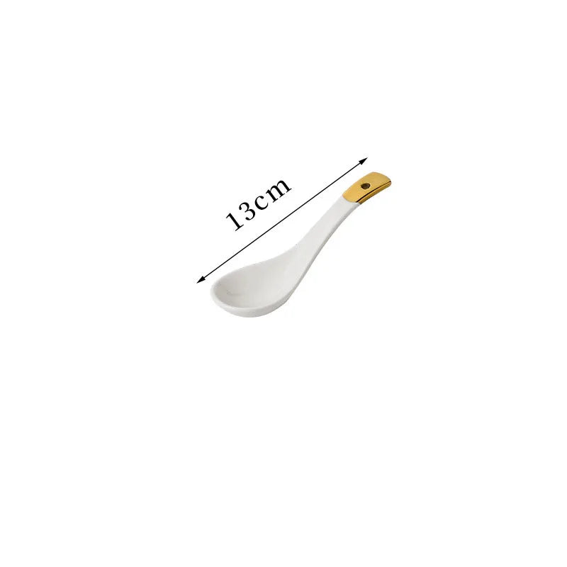 Gold Stroke Ceramic Plate Set - Creative Hammer Decorative Dinner Plates & Steak Dishes