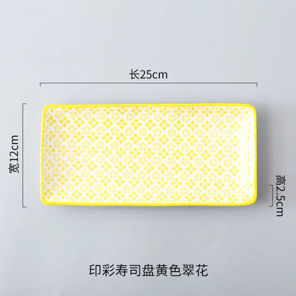 Crockery Party Dinner Dishes Tableware Set Japanese Sushi Plate Creative Underglaze Rectangular Dish Household Cold Plates 1 PC