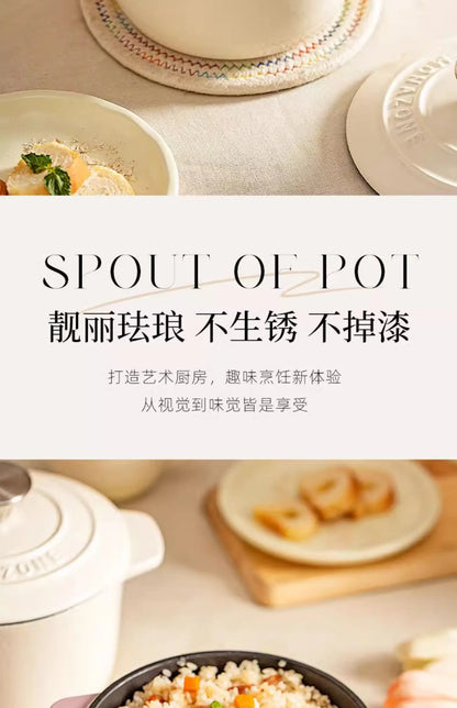 Enameled Mini Cast Iron Dutch Oven 1.7L for Cooking Bake Bread Cast Iron Pot Casserole Dish Heavy Milk Pot Pink Kitchen Stew Pot