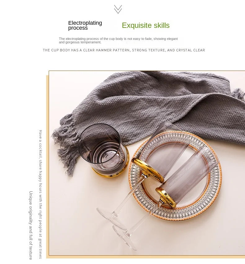 Nordic Gold Red Wine Glass Crystal Glass Champagne Glass Home Juice Glass Goblet Wine Glass Model Room Bar Barware