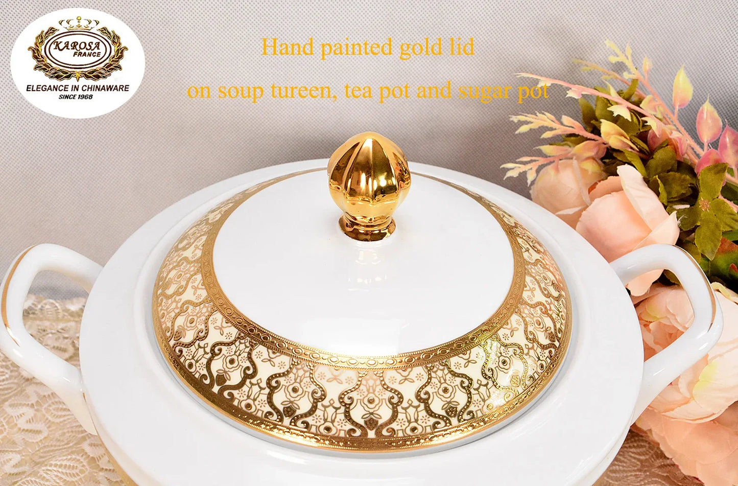 Luxury Gold Rim Ceramic Plates Sets China Porcelain Gold Dinner Set Royal Tableware Gold Tableware