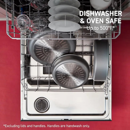 T-fal Ingenio Expertise Non Stick Cookware Set 14 Piece, Induction Oven Broiler Safe 500F, Pots, Pans, Fry Pans, Saucepans,Black