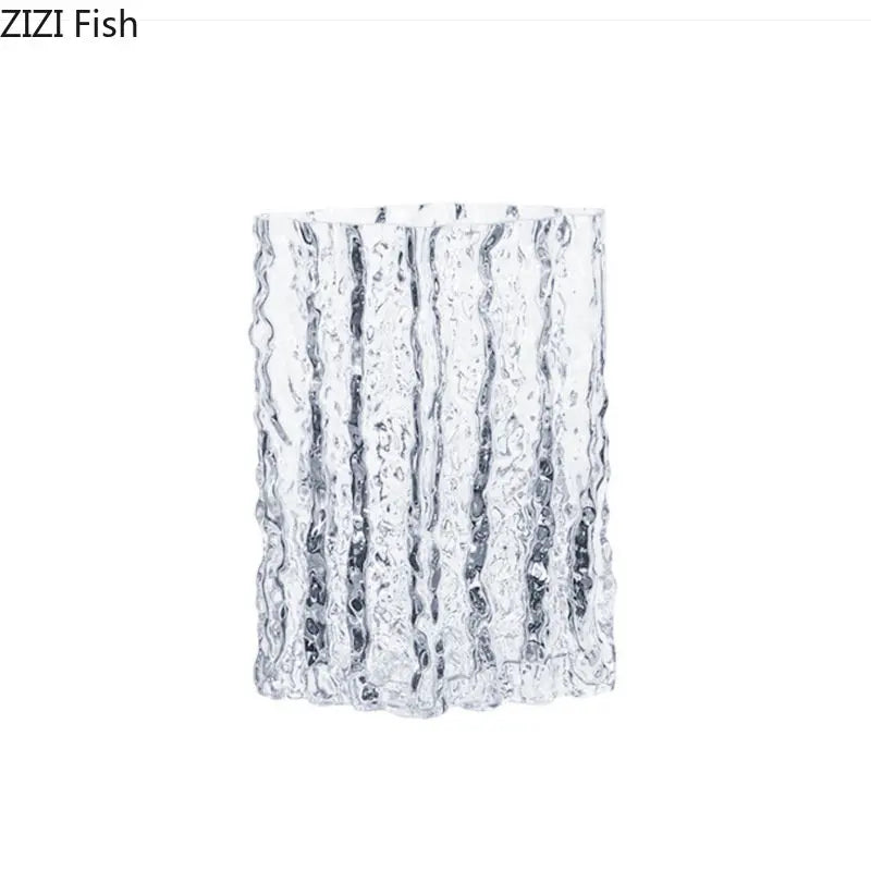 Transparent Glacier Glass Vase Hydroponics Flowers Pots Desk Decoration Flower Arrangement Minimalism Floral Vases Modern Decor