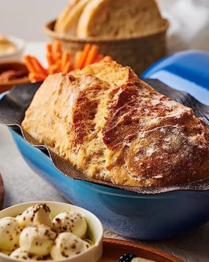 Enameled Cast Iron Dutch Oven - 9" Oval Loaf Pan for Sourdough Bread Baking