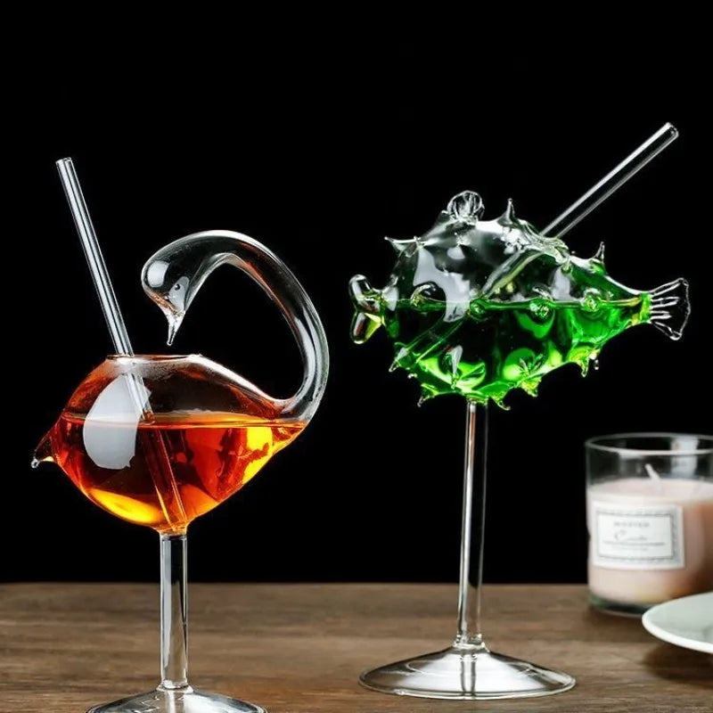 Glass Cocktail Glasses Barware Creative Quirky Red Wine Champagne Goblet Octopus Swan Party Drinkware